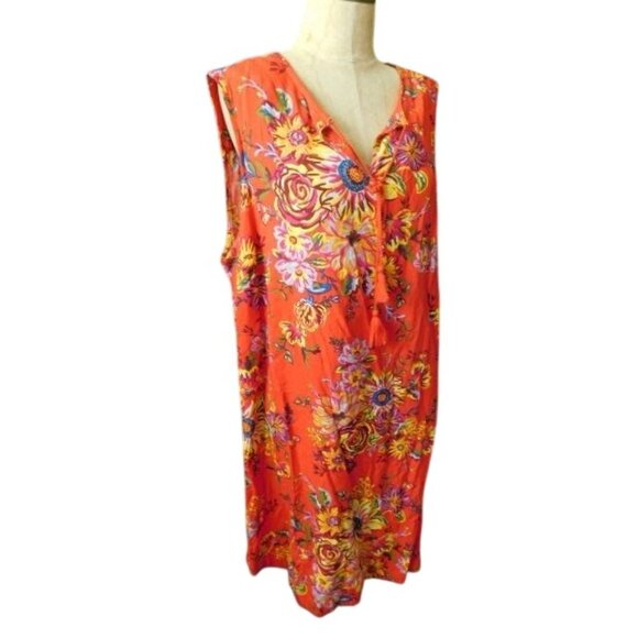Beach Lunch Lounge Size 1X Plus Size Floral Print Casual Dress Swim Coverup - Picture 2 of 3